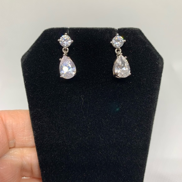 CZ Simulated Diamond Earrings set in Sterling Silver - Picture 14 of 16